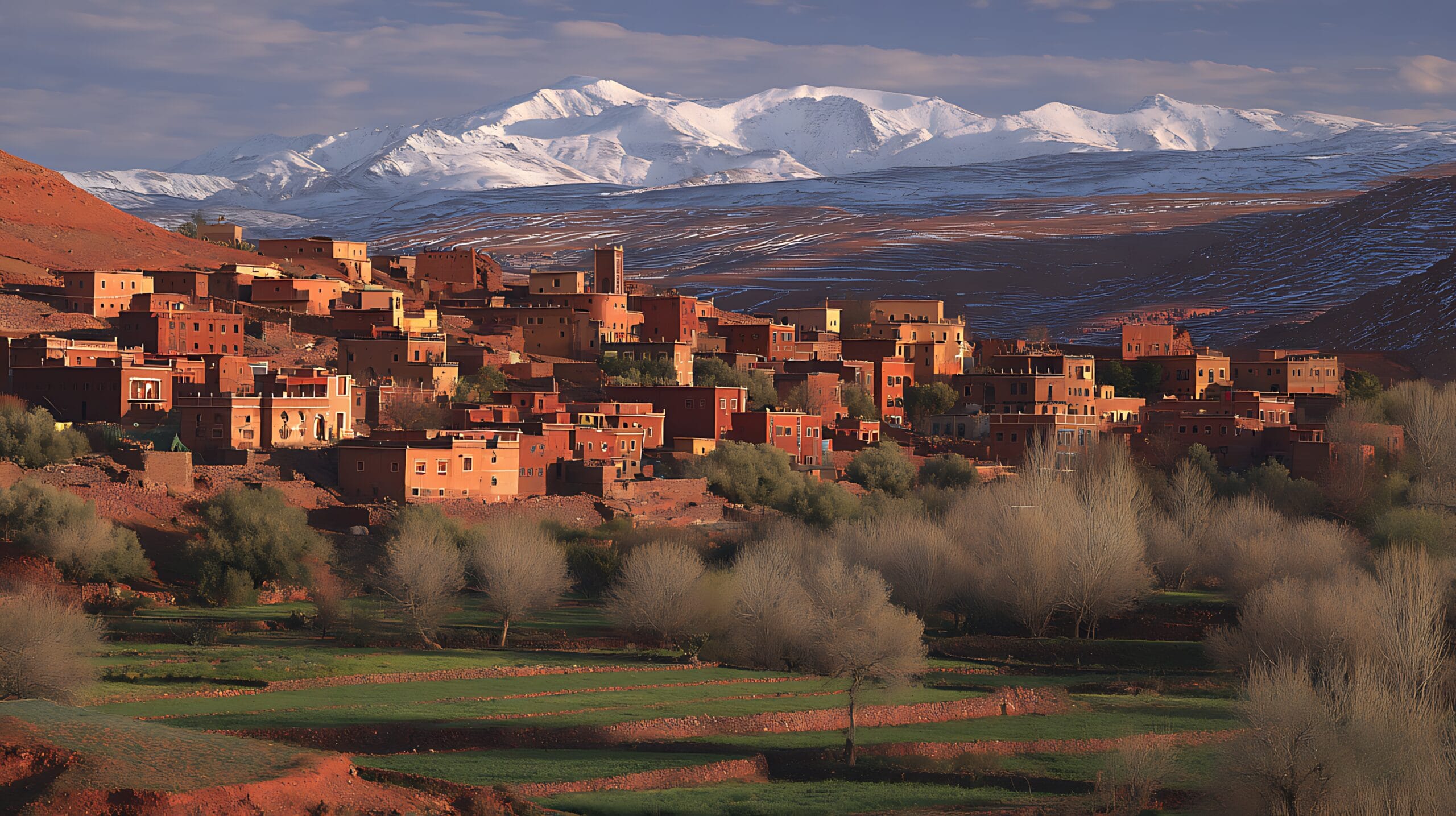 vecteezy ancient desert village nestled beneath snow capped mountains 72851908 1 scaled